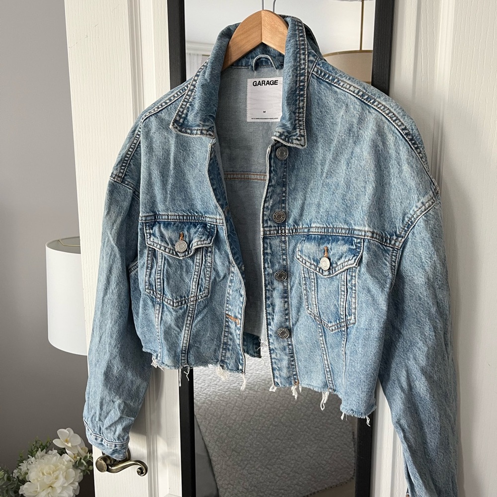 Garage Blue Cropped Jean Jacket medium